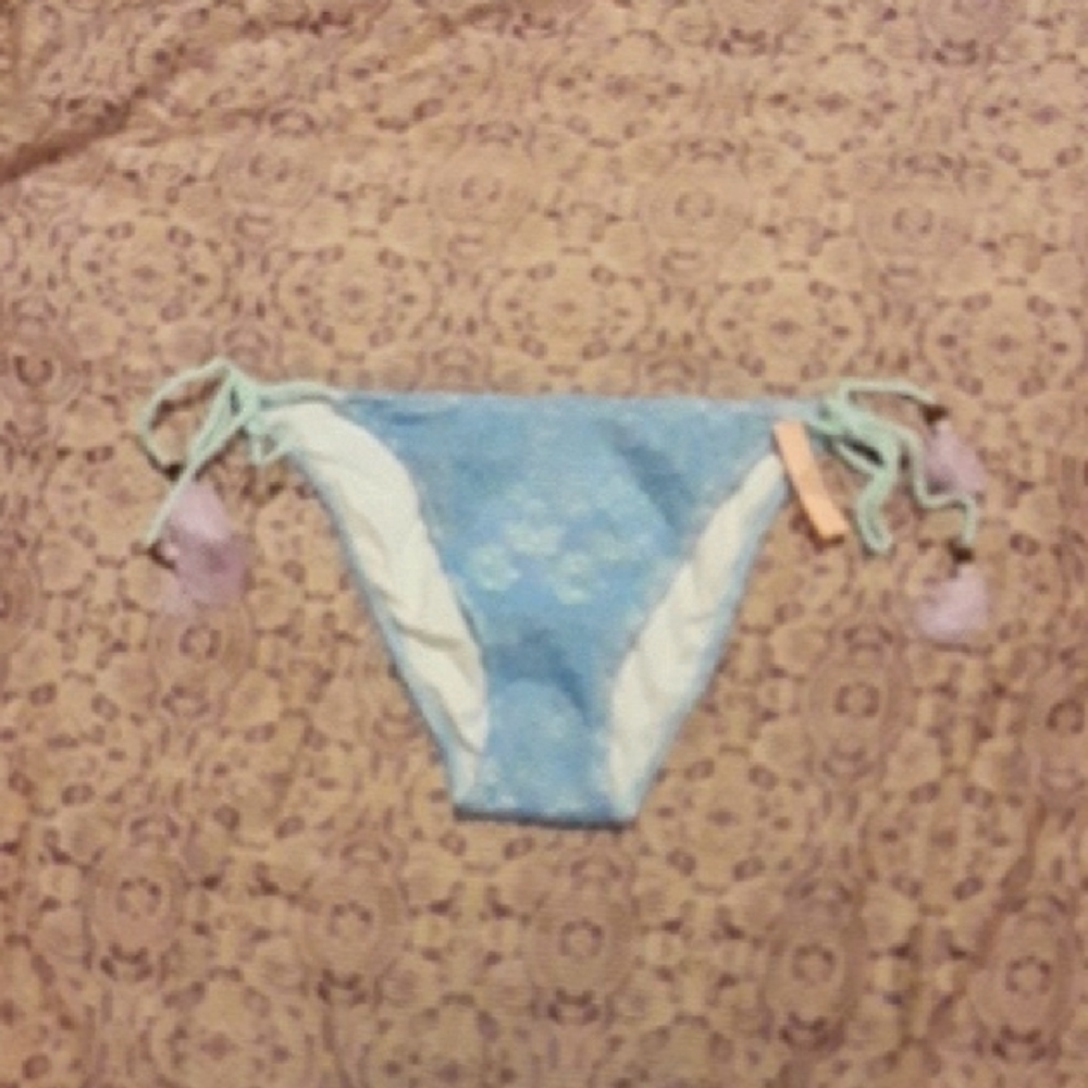 Victoria's Secret Light Blue and Lilac Crochet Bikini Bottom